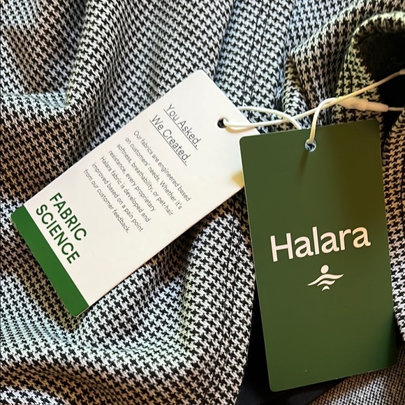 NWT HALARA High Waisted Asymmetrical Ruched 2-in-1 Houndstooth Mini Work Skirt - Picture 11 of 13